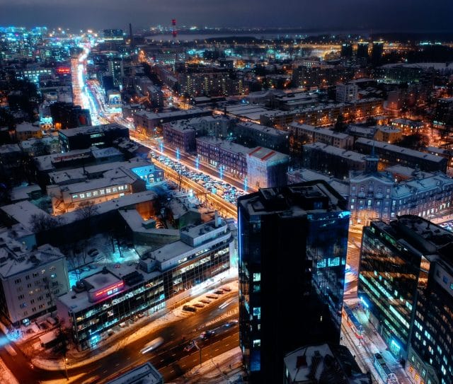 Beautiful areal image of modern Tallinn, City Centre